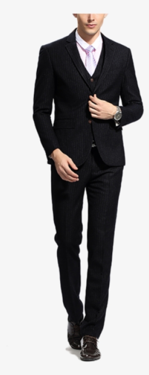 Black Pinstripe Suit - Yves Saint Laurent Trajes Hombre