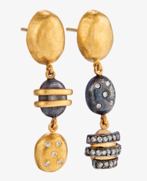 Helen Mini Diamond Earrings In 24k Gold And Oxidized - Yossi Harari