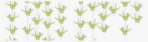 Cropped Paper Crane Garland Green - Origami