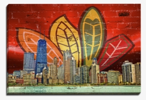 Zapwalls Canvas Chi City Feather Canvas - Chicago Skyline Light Blue Chicago Flag Flag