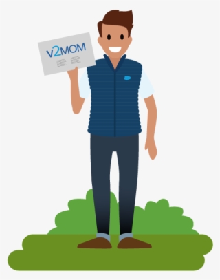 Image Of An Employee Holding A V2mom, Which Stands - Illustration