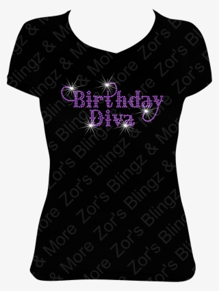 Birthday Diva Rhinestone Design T-shirt - My 50th Birthday Shirt