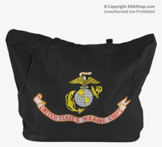 Black Embroidered Eagle, Globe And Anchor Totebag With - Marine Corps