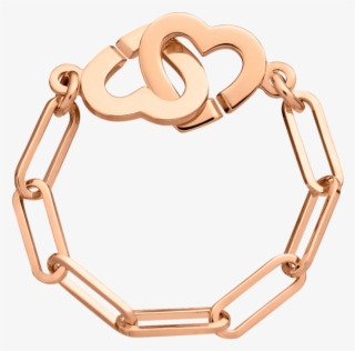 Dinh Van Small Double Coeurs R7 Gold Chain Ring - Or Rosé