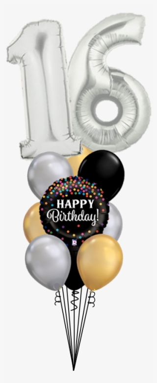 Custom Age Megaloon Birthday Confetti Balloon Bouquet