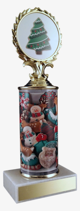 Christmas Cookie Column Trophy On Marble - Christmas Trophies