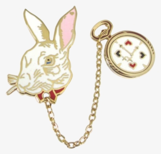 White Rabbit Pin Set With Chain - Heart