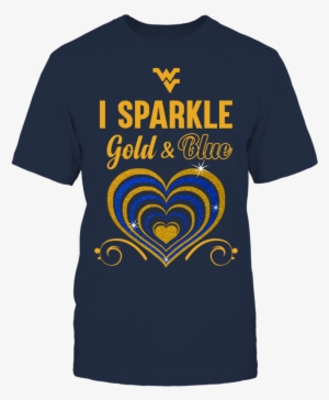 I Sparkle Gold & Blue Heart West Virginia Mountaineers - T-shirt