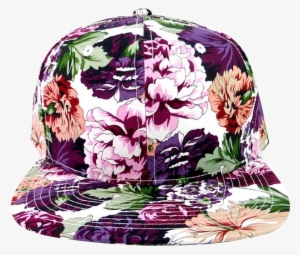 Purple Multicolor Floral Snapback - Wholesale 5 Panel Floral Camp Hats Caps - Purple Flowers
