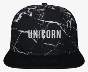 Snapback Cap Black Mineral Crown Pattern Unicorn Brodé