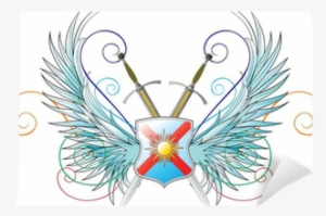 Wings, Shield And Crossed Swords Wall Mural • Pixers® - Crossed Swords And Shield