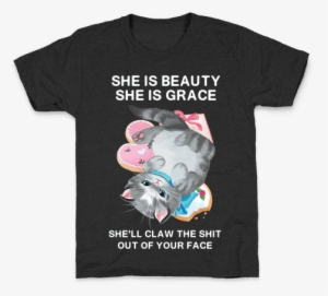 She'll Scratch The Shit Out Of Your Face Kids T-shirt - Pink Elephant T Shirts
