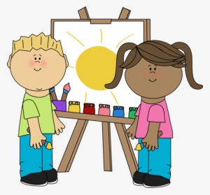 Artist Painting On Easel - Art Kids Clipart