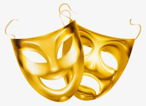 Gold Theater Masks Png Clipart Image - Theatre Masks Transparent Background