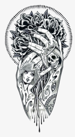 Tattoo Art Drawing Illustration - Blooming Heart Pandora Charm