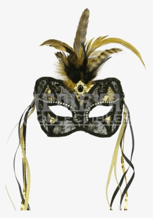 Masquerade Mask Black And Gold Lace