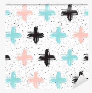 Doodle Cross Seamless Background - Pink