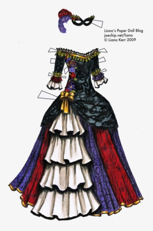 Colored In Black White Purple Red And - Masquerade Ball Dress Vintage