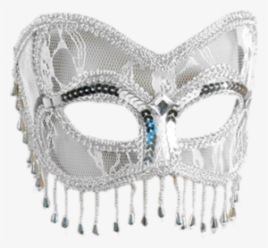 White & Silver Masquerade Mask - White Masquerade Mask Png