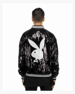 Joyrich X Playboy Bunny Sequin Varsity Jacket Black - Hare