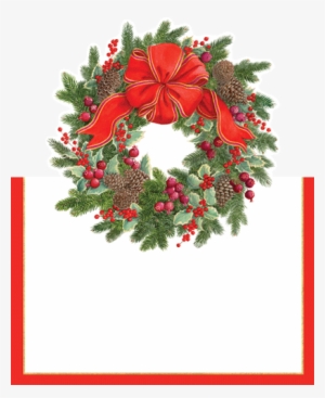 Caspari Evergreen Wreath Christmas Theme Designer Die-cut - Christmas Placecards Christmas Dinner Table Decorations