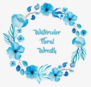 Watercolor Painting Flower Blue - Blue Flower Wreath Png