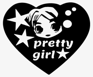 Sticker Jolie Fille Manga Dans Un Coeur Ambiance Sticker - Illustration
