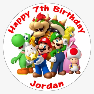 Super Mario Brothers Edible Personalised Round Birthday - Mario Bros