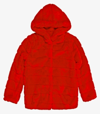Goldie Ii Red Hooded Faux Fur Jacket - Sweatshirt