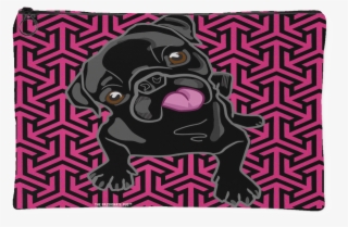 Black Pug Makeup Pouch Pink Arrows - Pug