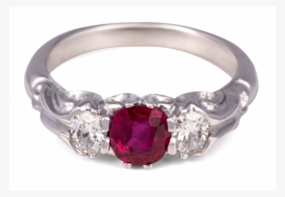 174061 Victorian Style 18ct White Gold Ruby & Diamond - White Gold Ruby