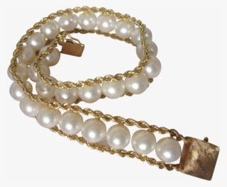 Vintage 14k 585 Gold Lustrous Cultured Pearl Bold 7-1/2"