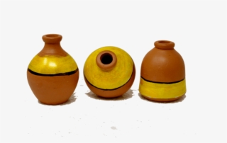 Red Pottery Miniature Decorative Bright Yellow W/black - Pottery