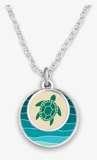 Turtle On The Beach Double Circle Necklace - Pendant