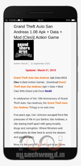 RevDl on X: Grand Theft Auto San Andreas 1.08 Apk + Data + Mod (Cleo)