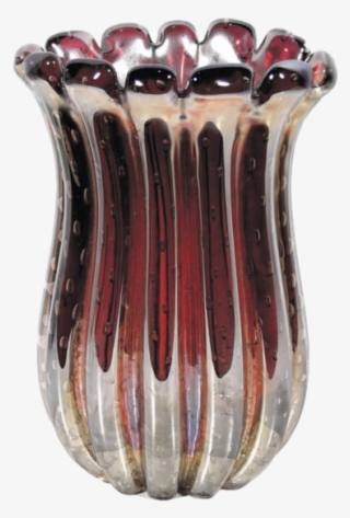 1950s Vintage Iridescent Ruby Red Vase Attributed To - Vase