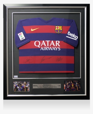 Lionel Messi, Neymar Jr & Luis Suarez Signed Barcelona - Neymar Autographed Jersey - Jr. Qatar Airways Nike