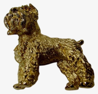 Vintage Trifari Golden Schnauzer Dog Pin Measures 1 - Brooch