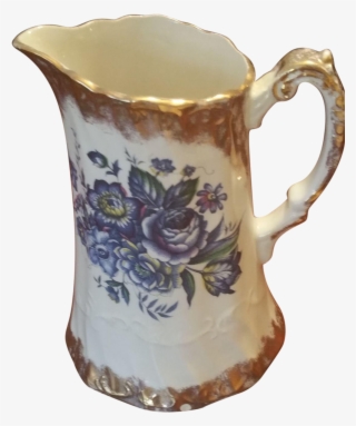 Creamy English Royal Falcon Ware Water Pitcher Or Vase - Blue And White Porcelain