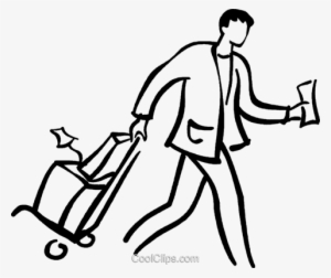 Man Walking With Luggage Royalty Free Vector Clip Art - Man Walking Drawing Line