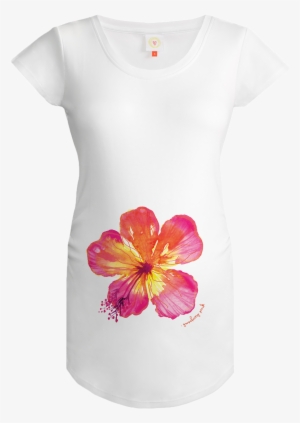 Gooseberry Pink Tropical Flower Maternity Top In White - Top
