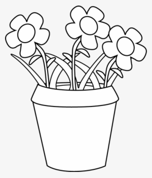 Svg Black And White Clipart Flower Pot - Flowers Pot Clipart Black And White