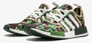 Adidas Nmd R Png Black And White Download - Adidas Nmd R1 Bape Bathing Ape Green Camo Camouflage