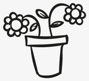 Flower Pot Vector - Outline Of Pot With Flowers