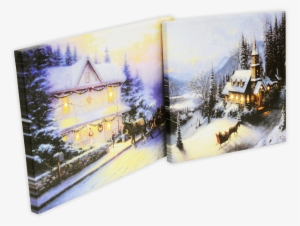 Free Led Lit Christmas Canvas With $40 Purchase - Traditional Light Up Led Canvas - House & Sleigh