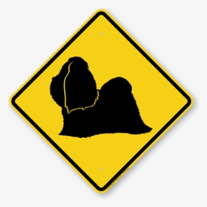 Shih-tzu Symbol Guard Dog Sign - Steep Descent Road Sign