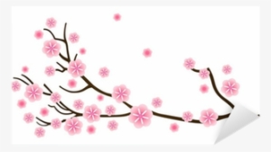 Sakura Cherry Blossom In Spring Isolated On White Sticker - Ветка Сакуры На Белом Фоне