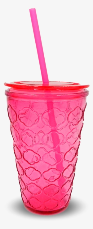 Embossed Heavy Duty Glass Cup W/ Sealable Lid