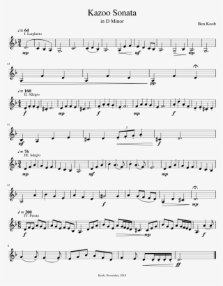 Kazoo Sonata In D Minor Sheet Music For Synthesizer - Kazoo