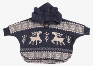 Petite Bello Christmas Deer Knitted Poncho - Sweater